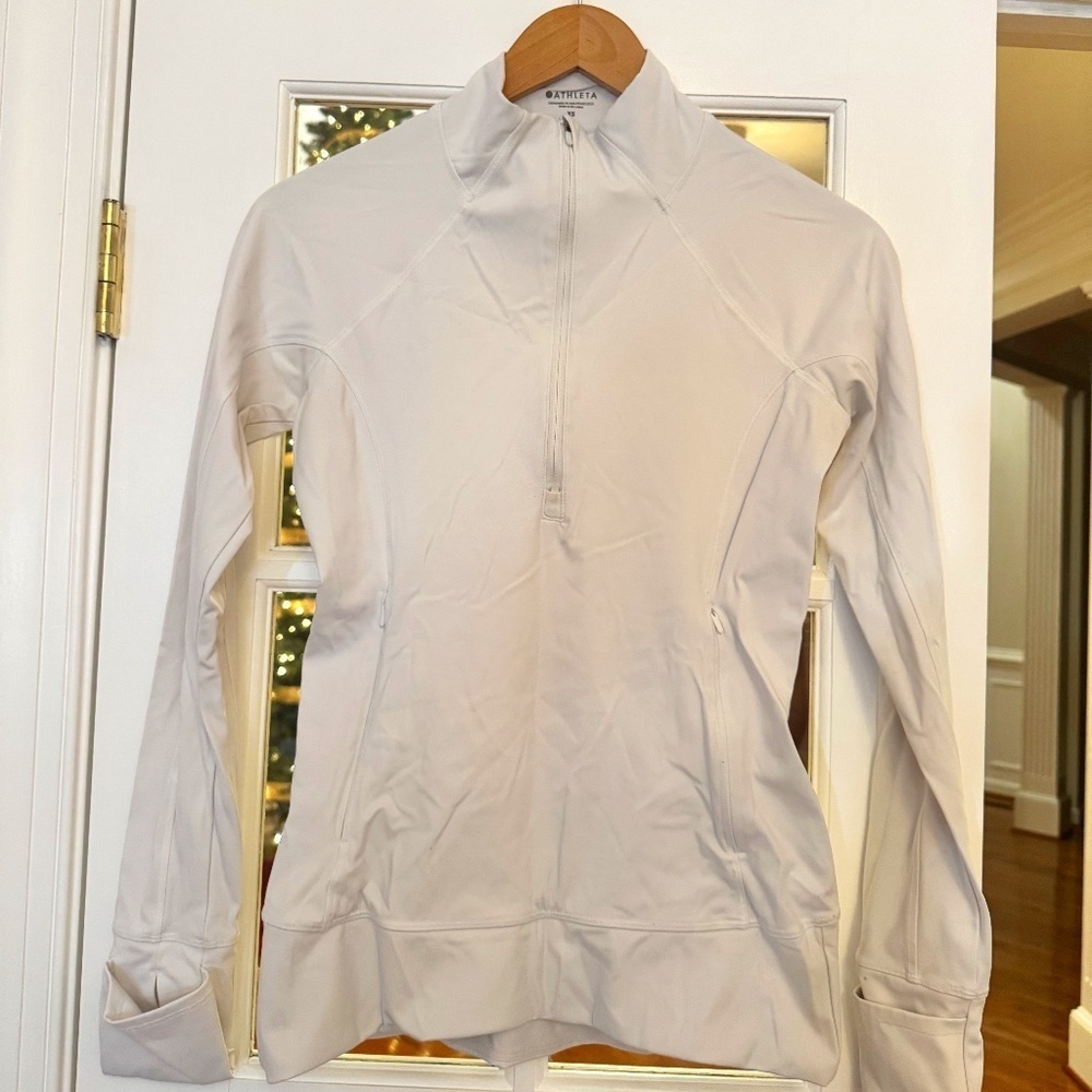 ATHLETA WHITTIER PEAK HALF ZIP, SIZE XS (XS), WHITE - Picture 2 of 3